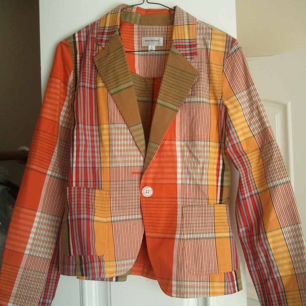 Isaac Mizrahi Target Orange Plaid Blazer NWT Sz S